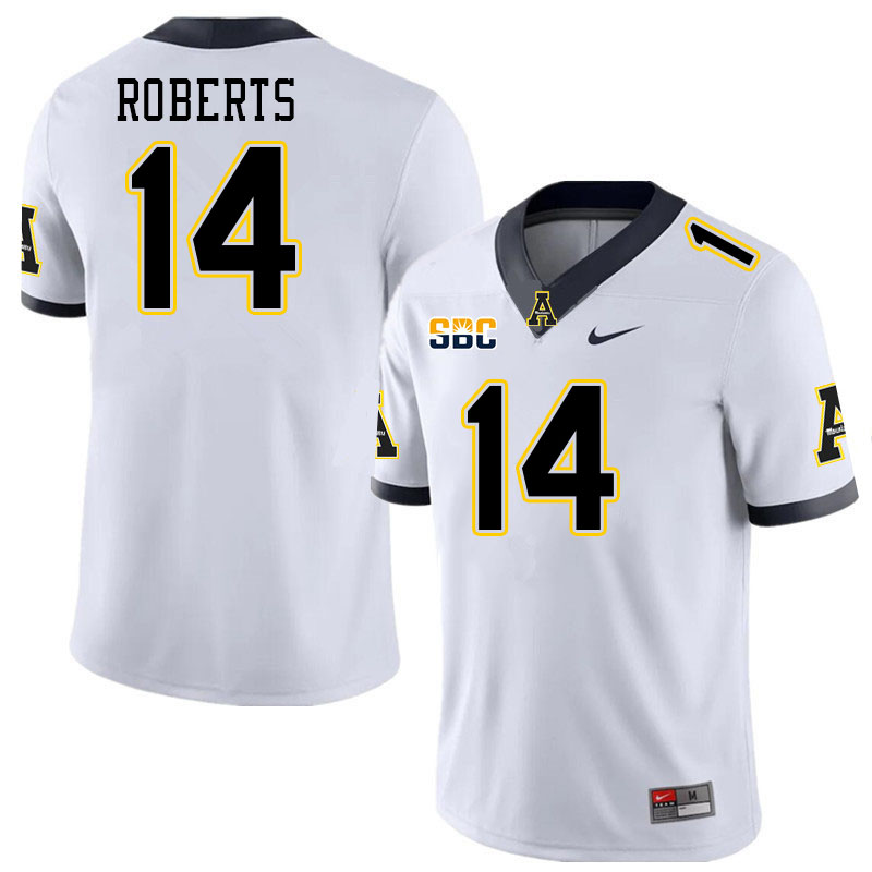 Men #14 Kanye Roberts Appalachian State Mountaineers College Football Jerseys Stitched Sale-White - Click Image to Close